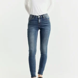 Jeans Skinny Blu Medio a Vita Regolare