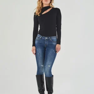 Jeans Skinny Blu a Vita Regolare con Rotture